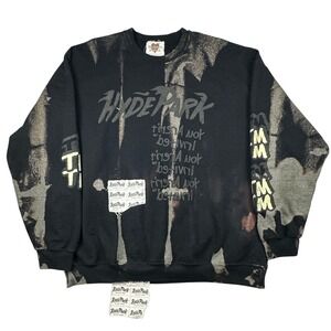 Hyde Park You Aren't Invited Bleach Wash Crewneck Sweatshirt Black RARE graffiti